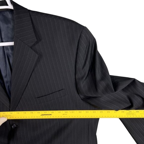 Calvin Klein Mens 44R Blue Pinstripe Wool Single Breasted Sport Coat Old Money - Picture 8 of 16